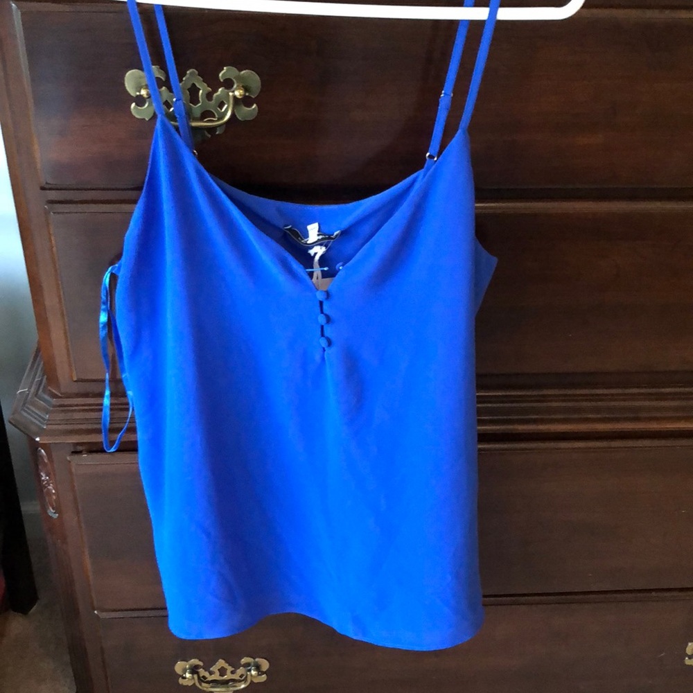 Blue T with 4 buttons in front.